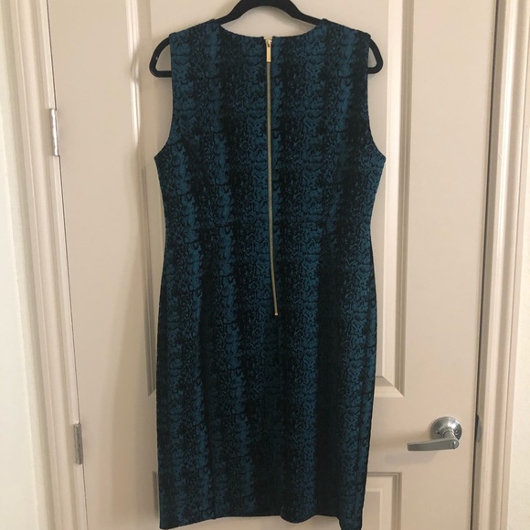 NWOT CALVIN KLEIN Teal with Black Velvet sleeveless special event dress - Picture 2 of 5